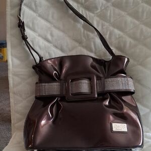 Beijo Shiny Brown Shoulder Bag